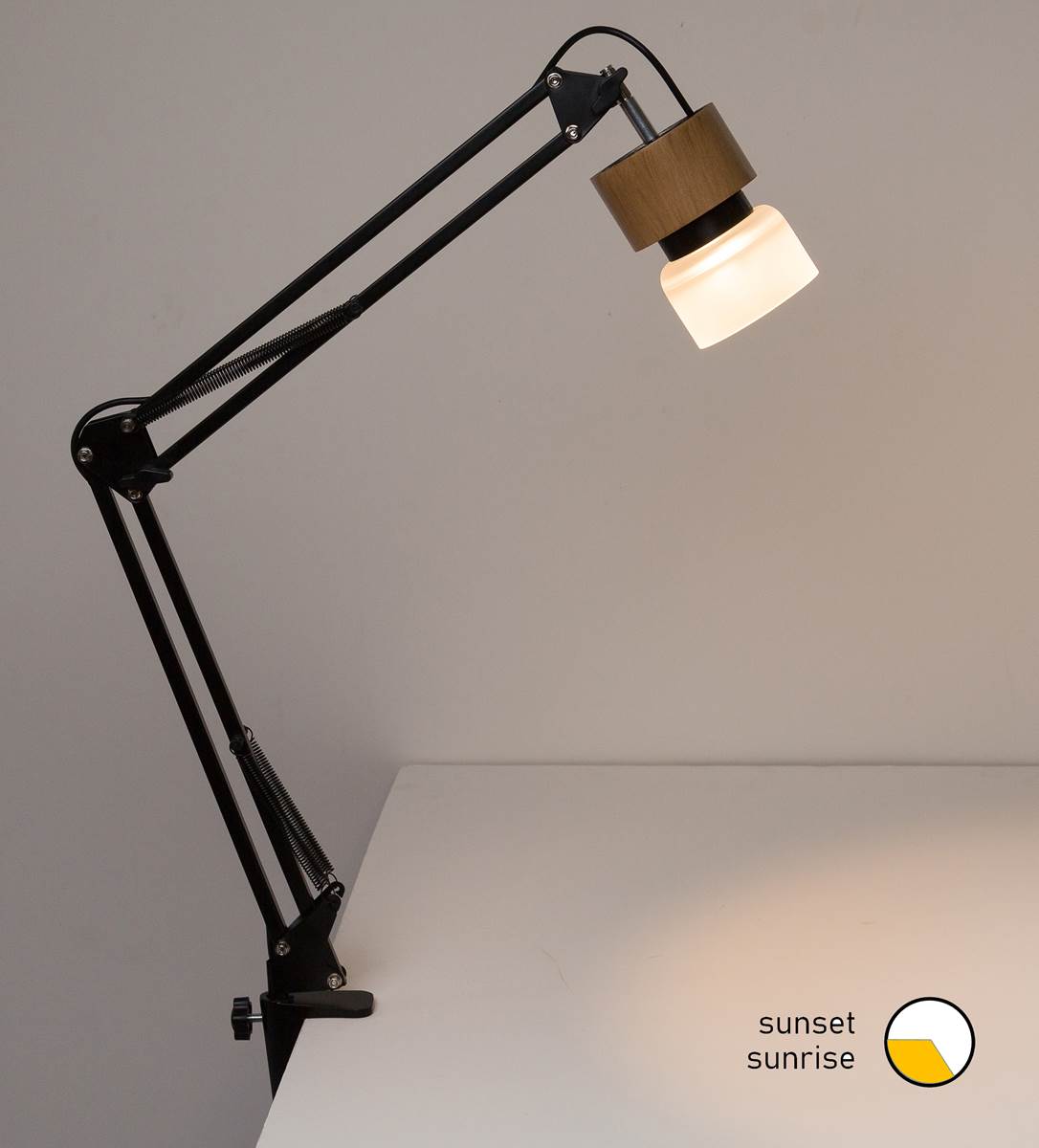oak (light wood) lamp w/ clamp base